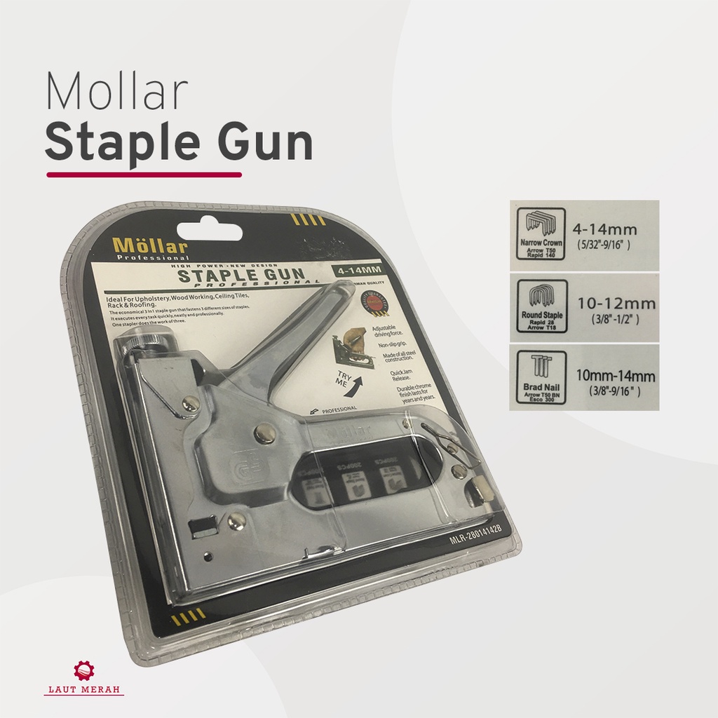 

Staples Gun / Hekter Tembak / Alat Tembak Staples Mollar 3 in 1 Serbaguna 4-14 mm STAPLE GUN TACKER