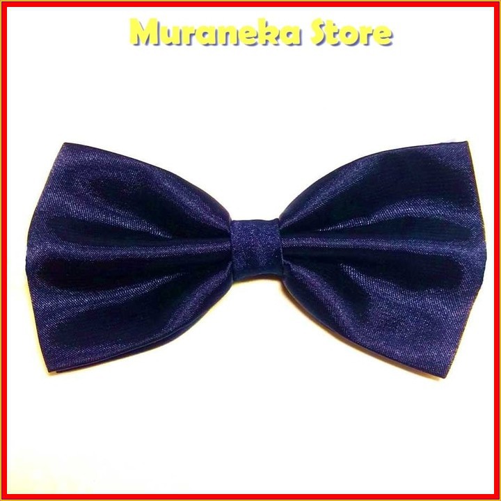 Dasi Kupu BIRU NAVY Polos Pita Setelan Kupu2 BLUE Slim bowtie ori Pengantin Wedding Set Satin Warna