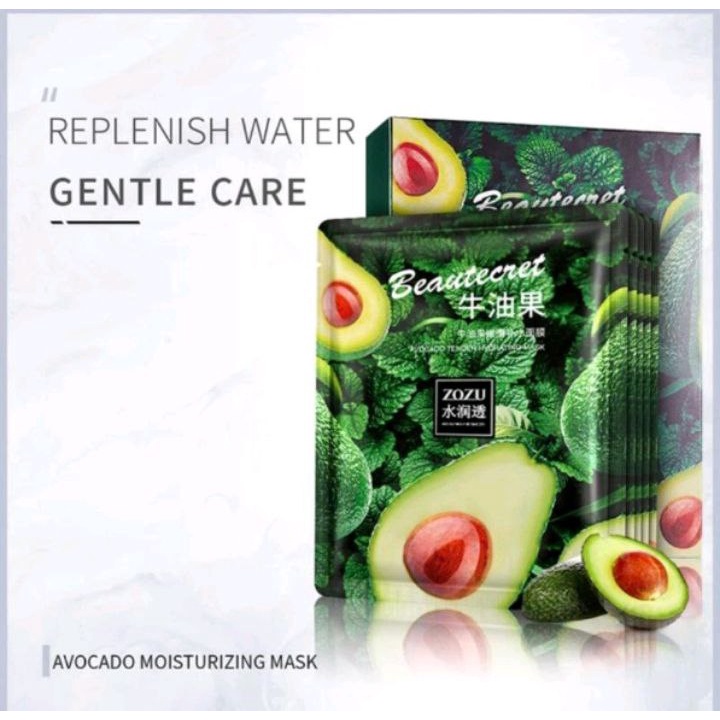 Masker Wajah Zozu Avocado Tender Facial Sheet Mask Alpukat