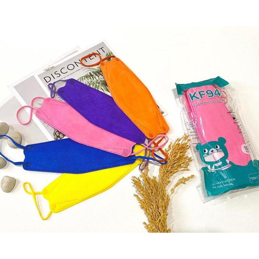 Rc [ Isi 10PCS] Masker KF94 Kids Motif Anak Earloop 4Ply  Disposable Mask Tali Kuping Model EvoKorea