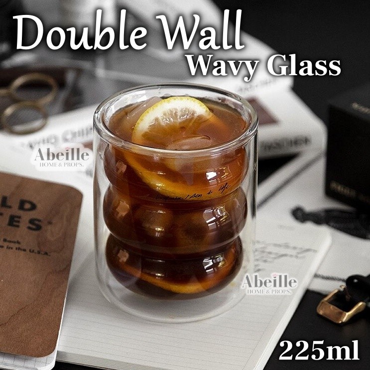 GELAS DOUBLE WALL KACA DUA LAYER WAVY
