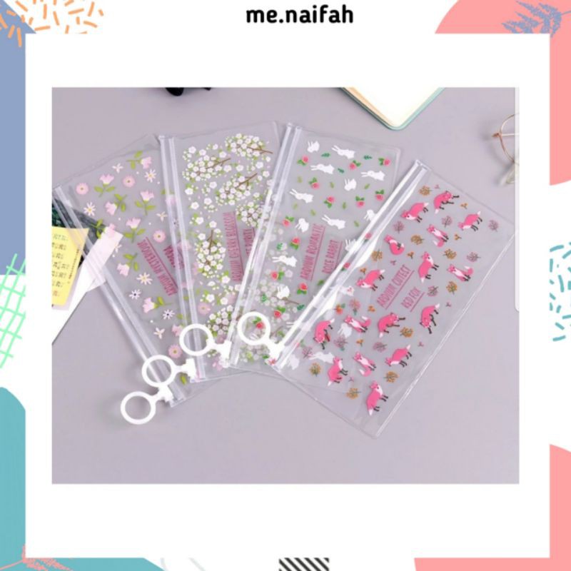 

TEMPAT PENSIL PVC MOTIF BUNGA TRANSPARAN LUCU READY STOK