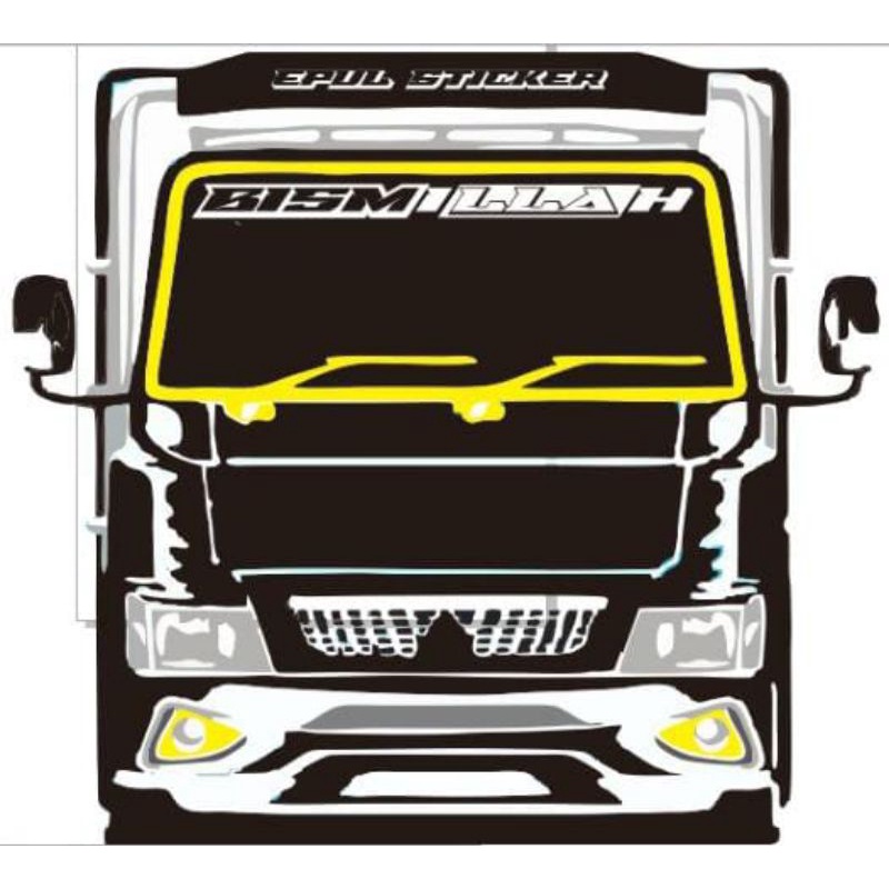 StickerSticker cuting kaca truck depan,kaca canter,bismilah keren ukuran 120cm x 13cm,mboiss
