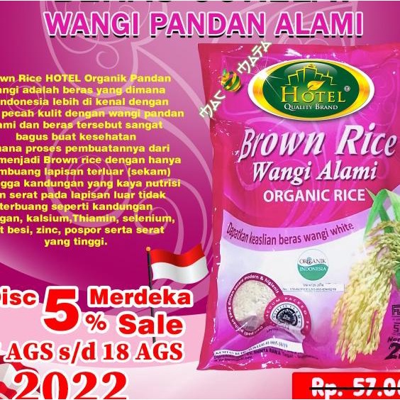 

Brown Rice Pandan Wangi Organik Hotel 2Kg