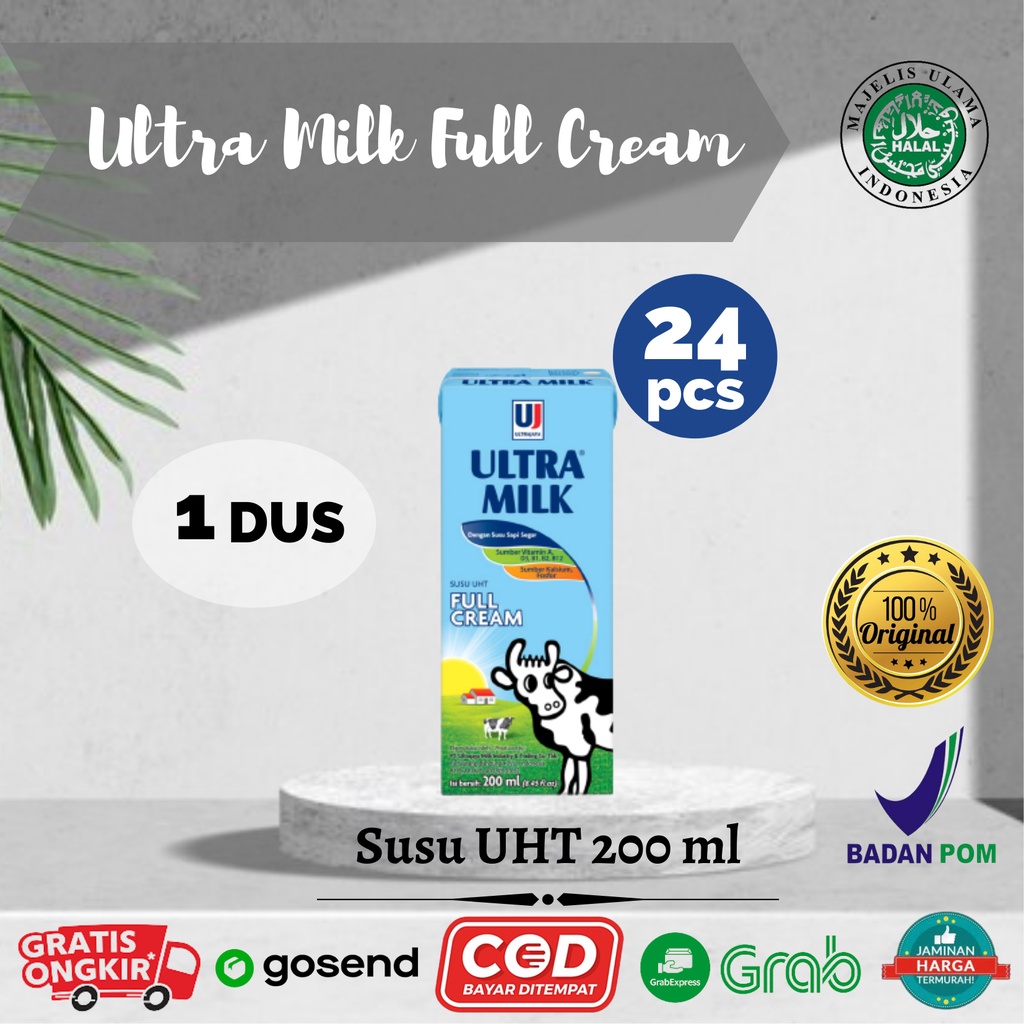 

Susu Ultra Milk Susu UHT Full Cream 24 x 200ml 1 Dus Karton