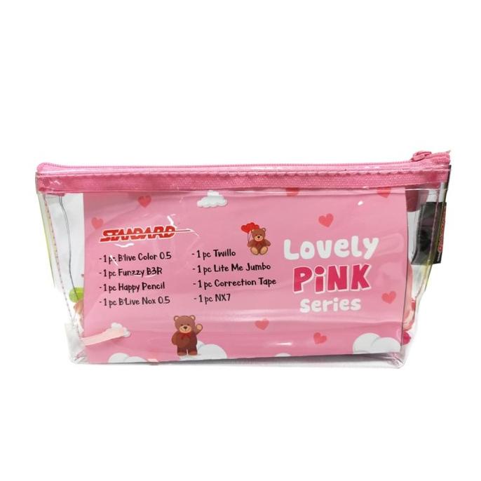 TERLARIS STANDARD PAKET PENSIL CASE - SERIES (LOVELY PINK)/PULPEN GEL/PULPEN LUCU/PULPEN 1 PACK/PENS