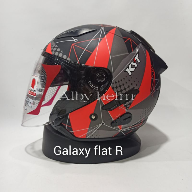 HELM KYT GALAXY FLAT R MATRIX BLACK RED DOFF MOTIF DOUBLE VISOR