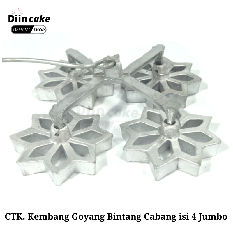 Cetakan Kue Kembang Goyang Bentuk Bunga / Bintang Cabang Gandeng isi 4 Jumbo