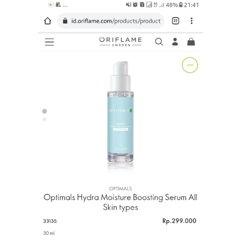 Optimals Hydra Moisture Boosting Serum (Oriflame) 30ml - Preloved