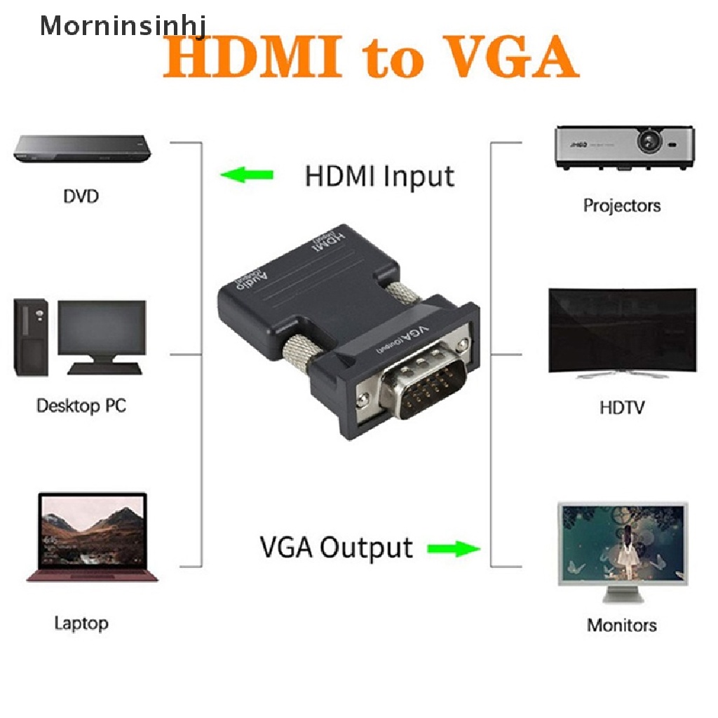 Mornin Kabel Adapter HDMI Male Ke VGA Female 1080P Digital Ke Analog Video Audio id