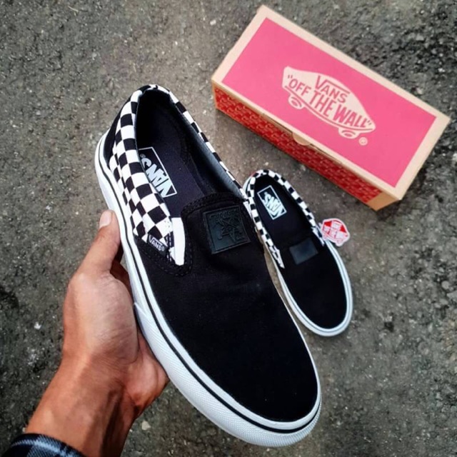 SEPATU KETS/SNEAKERS SLIP ON PRIA VANS CHECKERBOARD X THRASHER