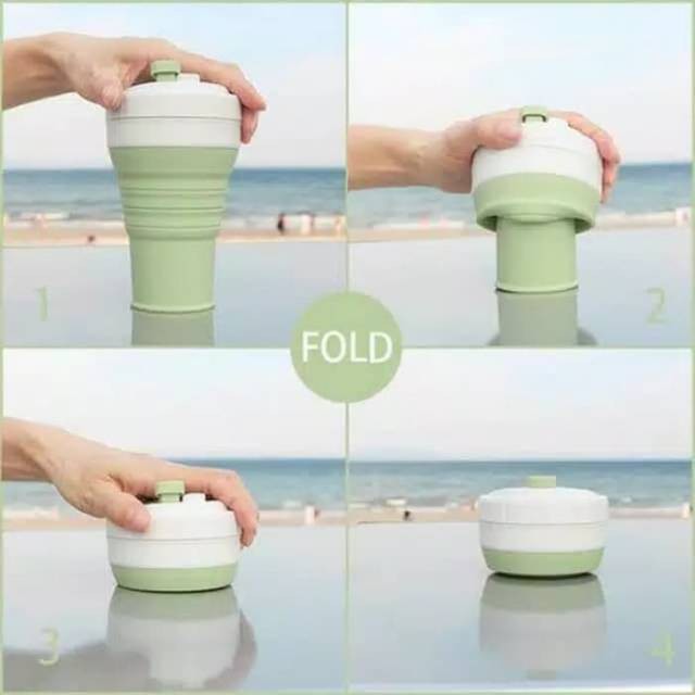 CTL Cup Traveling Lipat Collapsible Silicone Foldable Gelas 350ML Botol Minum Lipat