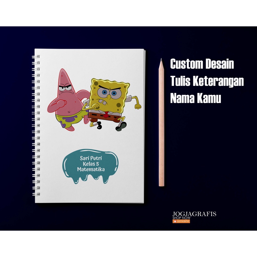 

Buku Notebook Anime Spongebob A5 Custom Desain / BUKU TULIS CUSTOM / bloknot Spiral / Notebook Spiral