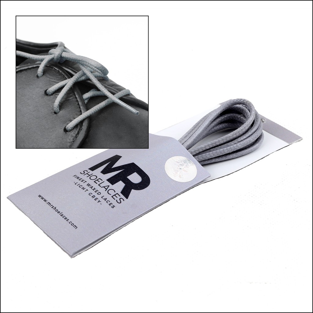 MR Shoelaces RD15 Light Gray (Abu Muda) Tali Sepatu Lilin 2-3mm Bulat Round 50cm 60cm 70cm 80cm 90cm 100cm 120cm 150cm (Waxed Laces) - Premium Shoelace