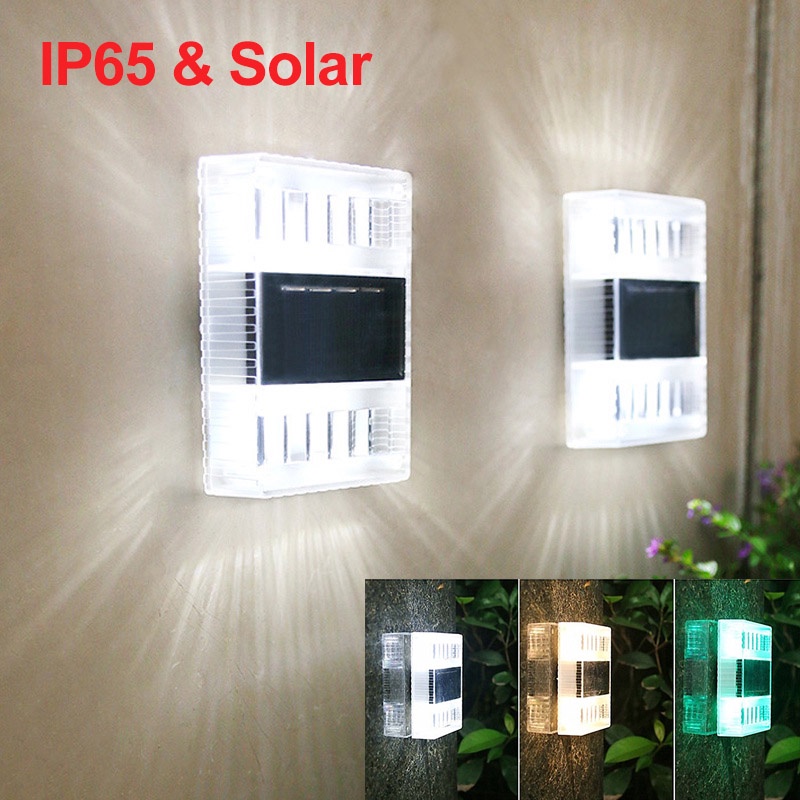 Solar Lampu LED Wall Lamp Outdoor Waterproof Wall Lamp Up Down Path Stairs Balcony Patio Yard Gardene Color Changing Light