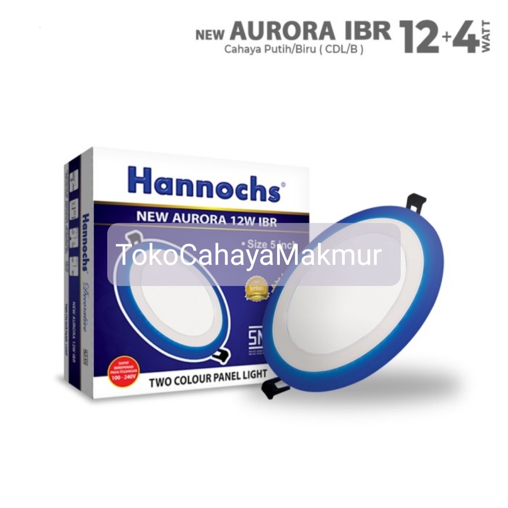 Lampu LED Downlight Hannochs New Aurora IBR IBS Round Square Bulat Segi 3w,6w,12w,20w CoolDayLight