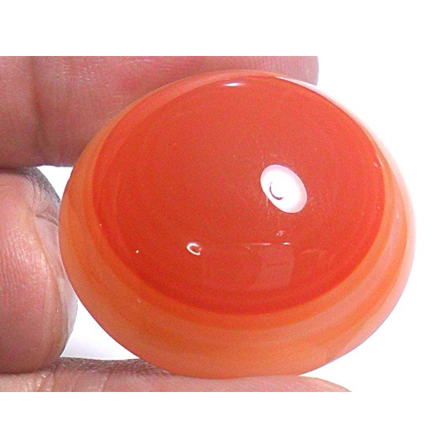 AG115 Round Cabochon 54.10ct 28mm Orange Red 'Greek Evil Eye' Picture Agate Natural Lucky Charm