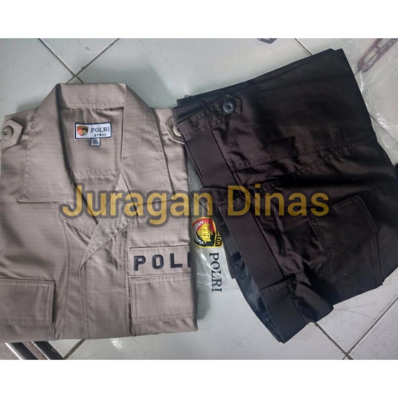 SETELAN BAJU PDL JATAH POLRI PDLT A1 SERAGAM DALMAS BRIMOB SABHARA BAHAN RIPSTOK