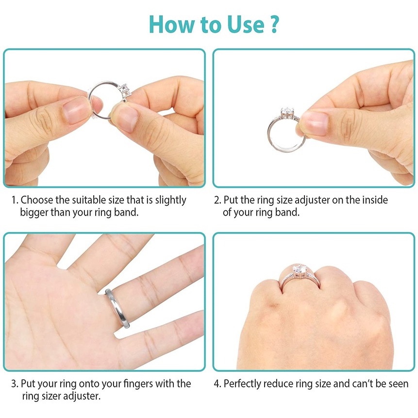 8 Sizes/Set Silicone Invisible Clear Ring Size Adjuster Guard Tightener Resizer for Loose Rings Resizer Jewelry Tools