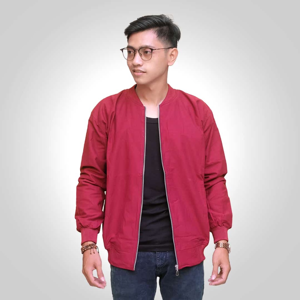 JACKET BOMBER KANVAS KATUN POLOS PRIA WANITA UNISEX SIZE M,L,XL/JACKET BOMBER ORIGINAL PREMIUM