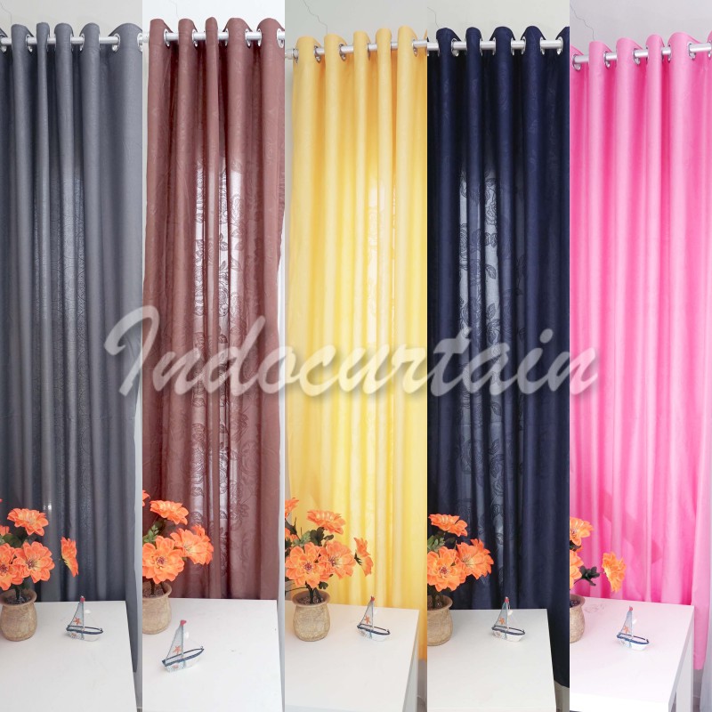 Gorden Blackout Terlaris Minimalis Smokring Katun Gorden Jendela Gorden Pintu Ukuran T200cm &amp; T150cm