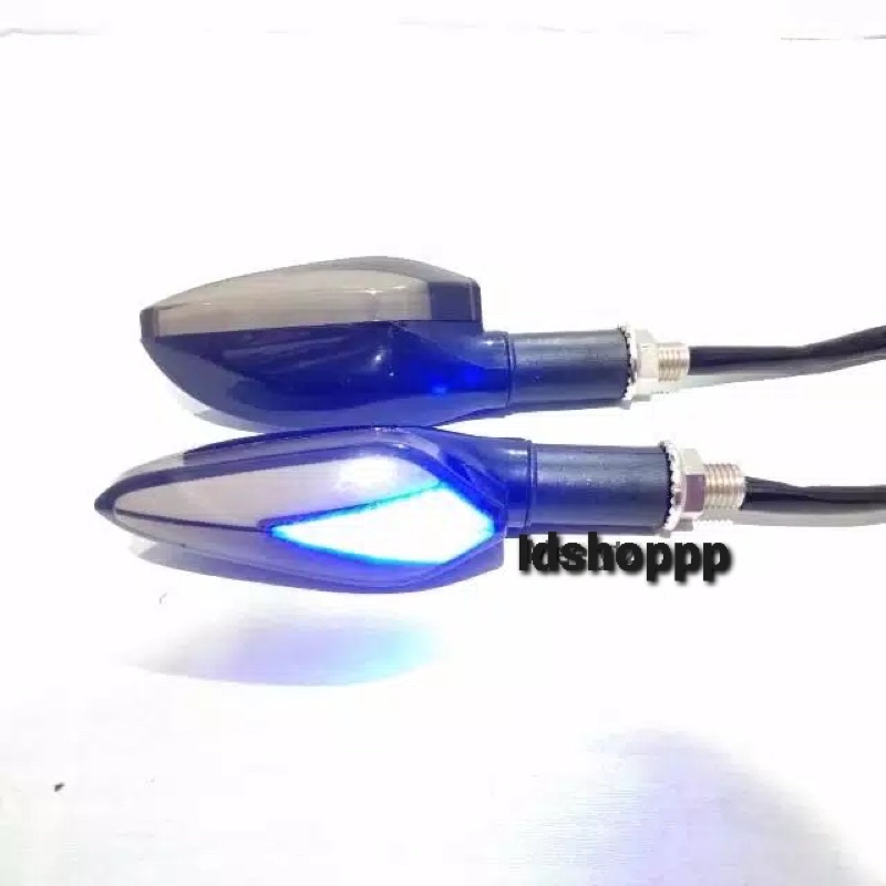 Lampu LED sein running 2 warna senja biru sein kuning model ultraman lancip waterproof