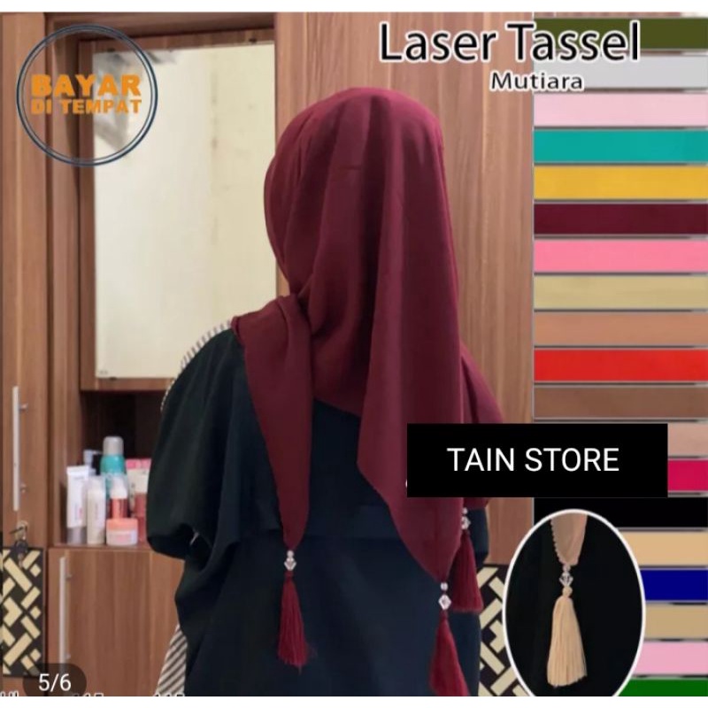 Hijab/jilbab Segi empat Laser Mutiara Tassel Pom-Pom / Jilbab Segiempat Laser Polos Pompom Tassel Mutiara / Kerudung Segi4 Bella Polos Bella Laser Polos tassel Mutiara Motif Terbaru Best Seller Produk Terbaik Murah Model Terbaru Kekinian Modern WARNA