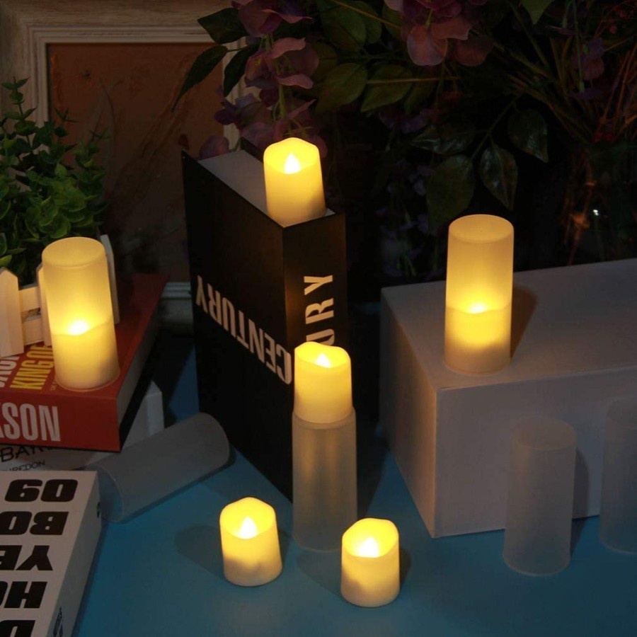 Tea Light Candle Portable Lilin Elektrik LED Rechargeable + Remote