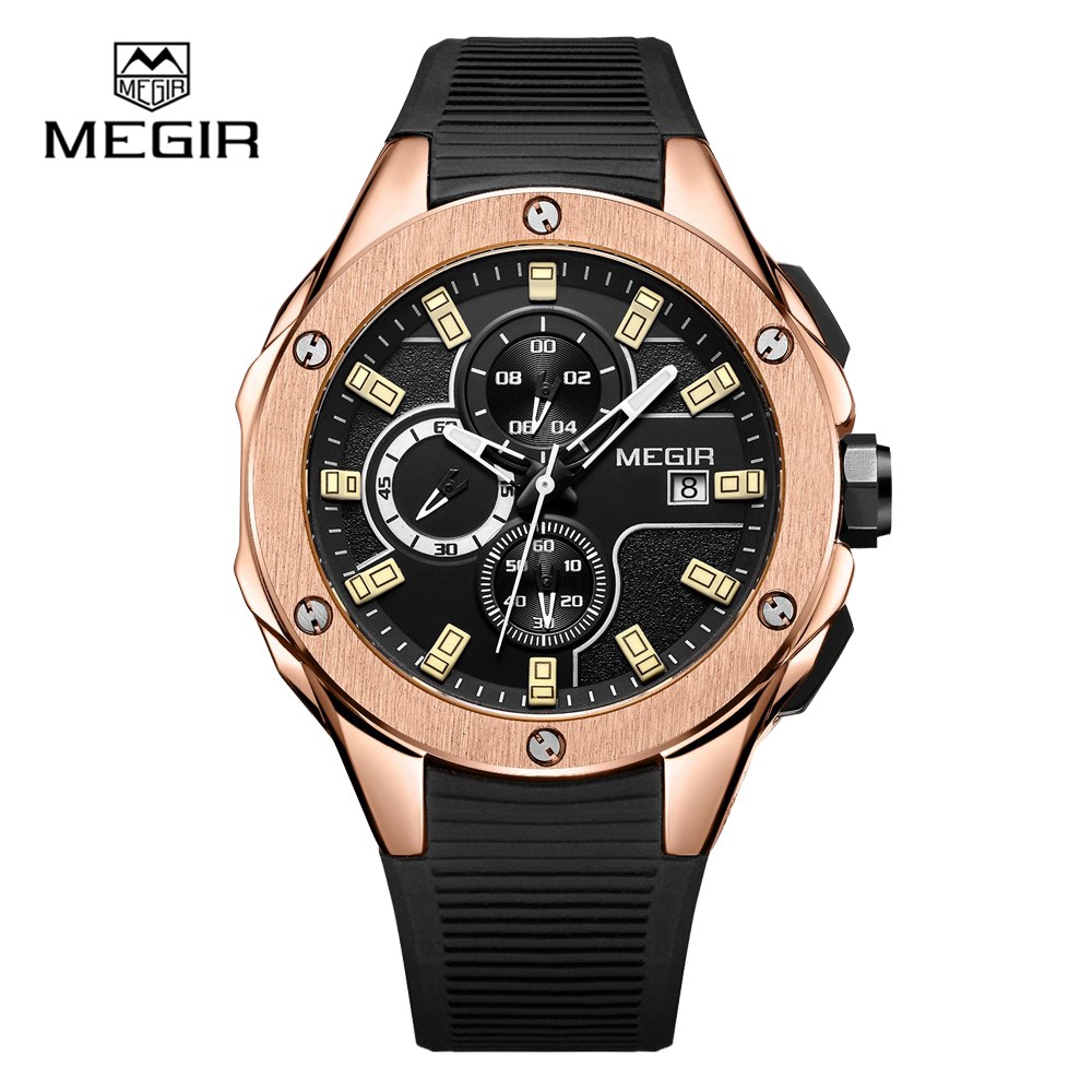 MEGIR 2053 Jam Tangan Pria Analog Chronograph Tali Rubber WATCHKITE WKOS