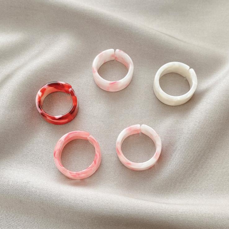 [ACKER] 4/5Pcs Warna Terbuka Cincin Fashion Kepribadian Cincin Set