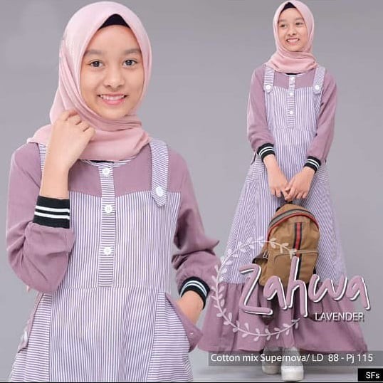 Zahwa Dress / Gamis Anak 10-12tahun / Gamis Remaja / Dress Muslim / Baju Muslim Anak