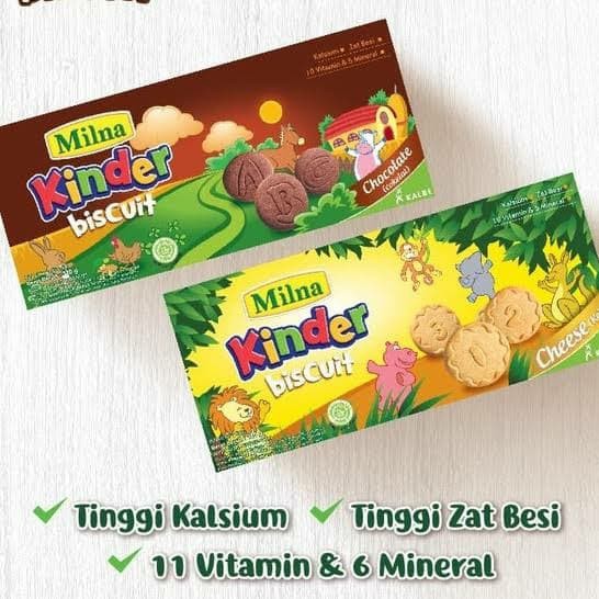 

Milna Kinder Biscuit 110 gr 2 varian rasa Coklat / Keju