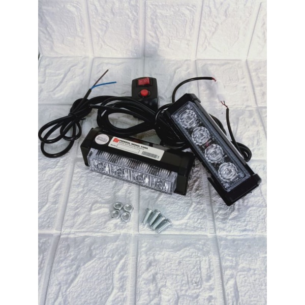 LAMPU LED KEDIP BERGATIAN VAMA 2 MATA 8 LED ALMUNIUM UNIVERSAL MOTOR MOBIL