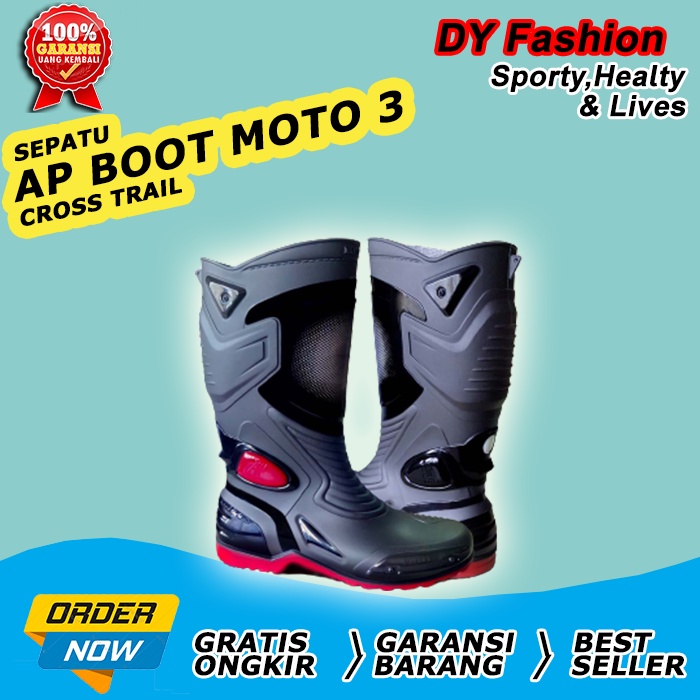 Sepatu safety ap boots Karet Pria MN331 balap road race boot drag moto 3 motor cross anti air dewasa