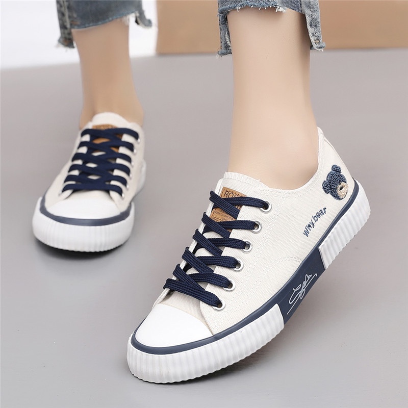 Brozzy Sepatu Sneakers Wanita Olahraga Original Import  Senam cewek Terbaru Joging COD Gratis Ongkir D10-PUTIH F26