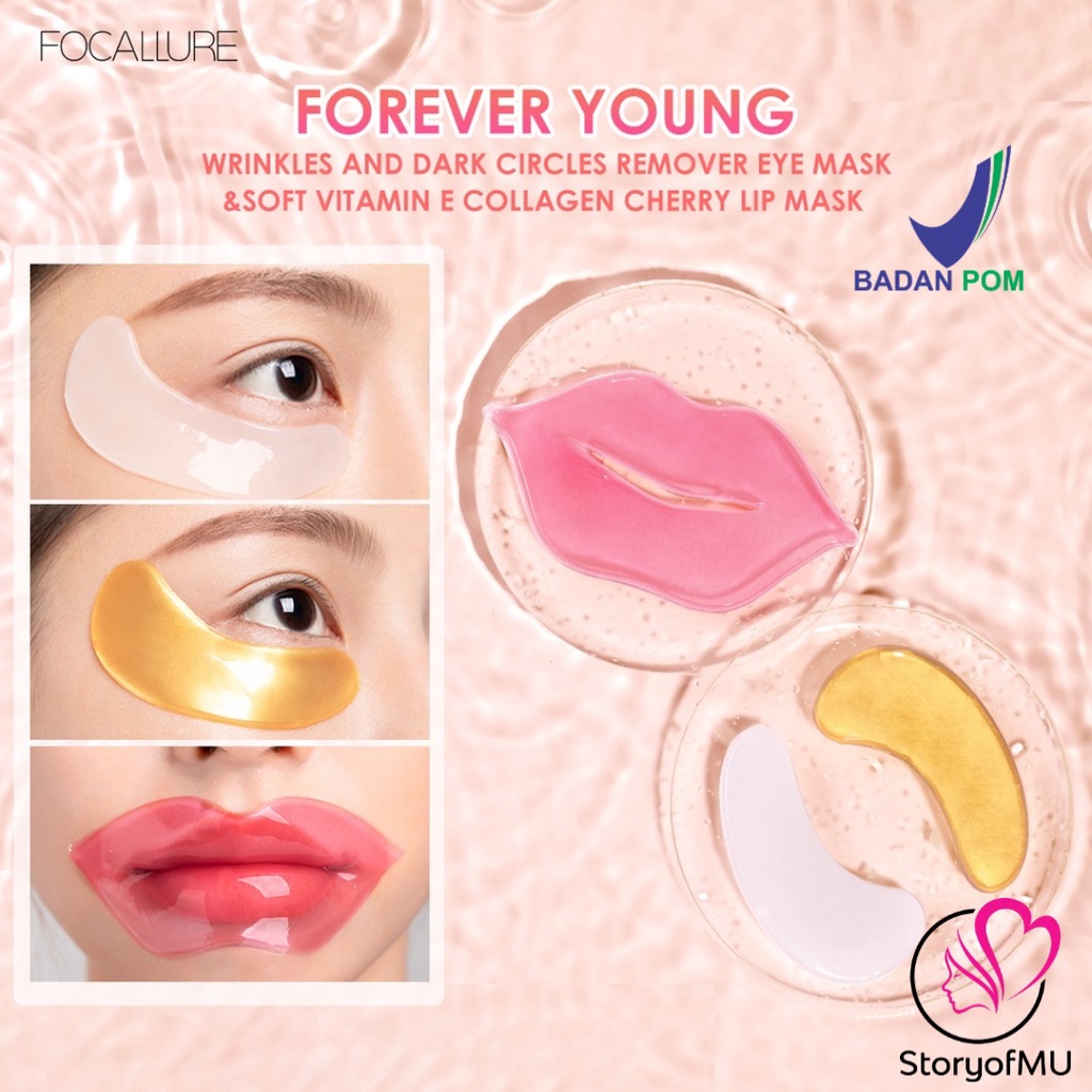 [BPOM] FOCALLURE FASC01 FASC02 Collagen Crystal Moisturizing Lip Eye Mask | Forever Young 24k Gold M