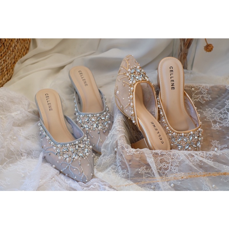 CELLENE KaLa Beads Heels 4 warna / Wedding Shoes Payet 5cm