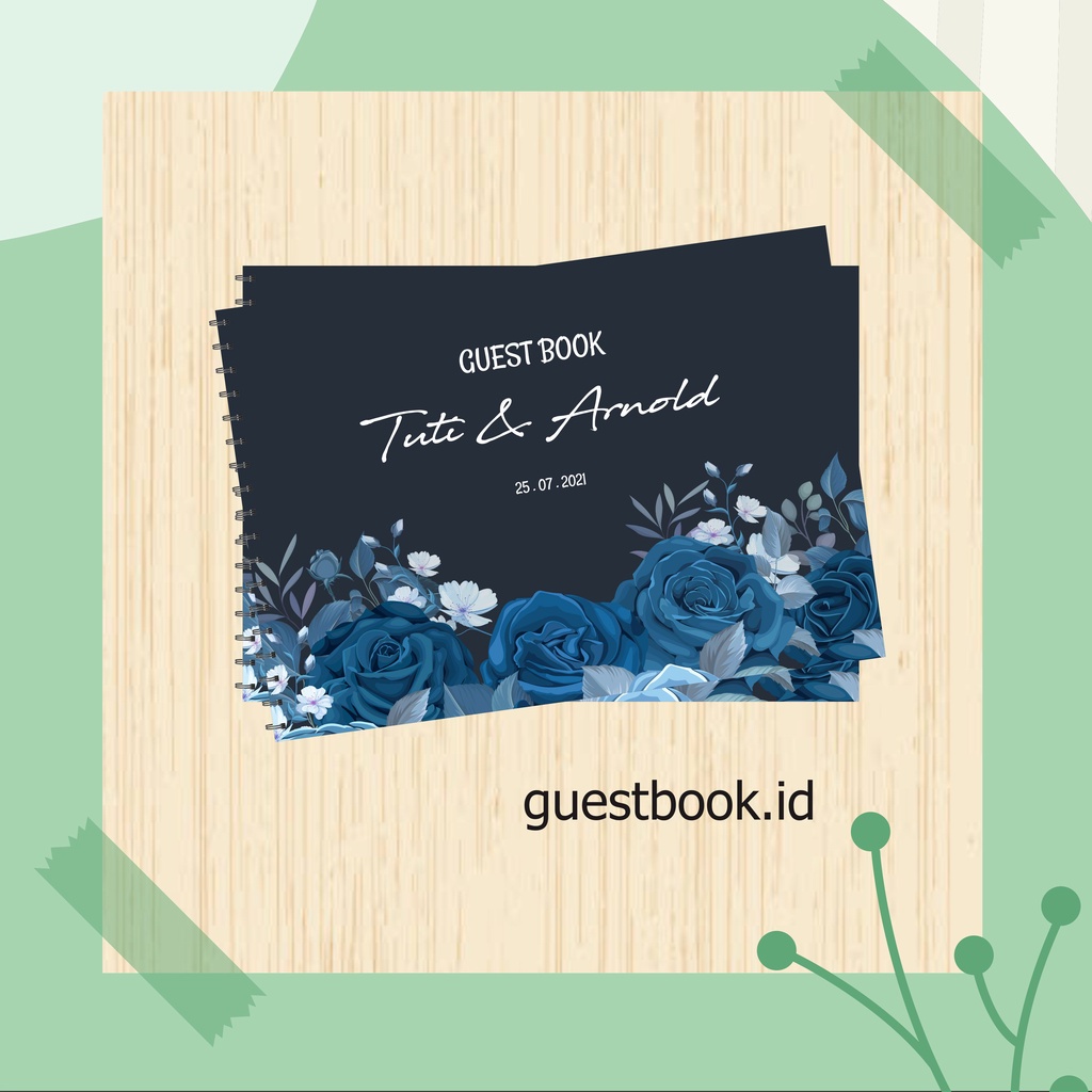 Custom Buku Tamu Undangan Pernikahan Rustic Blue / Softcover