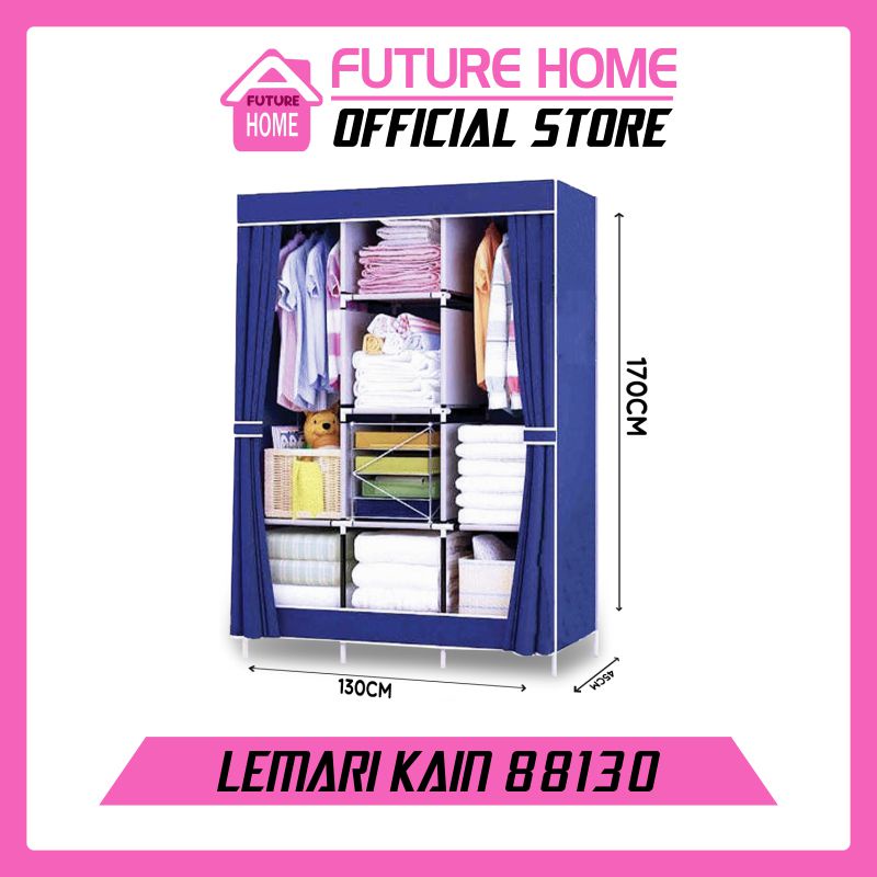 Lemari Pakaian Kain Portable Jumbo 88130 Lemari 3 Sekat serbaguna Lemari Baju anak kost lemari hemat tempat