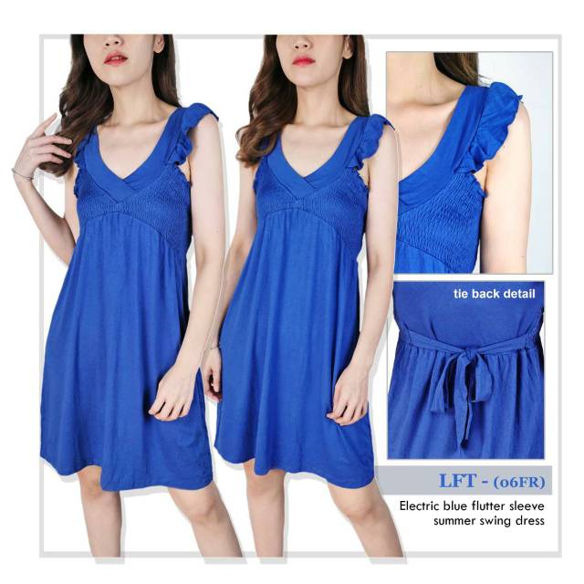 Loft electric blue flutter swing dress