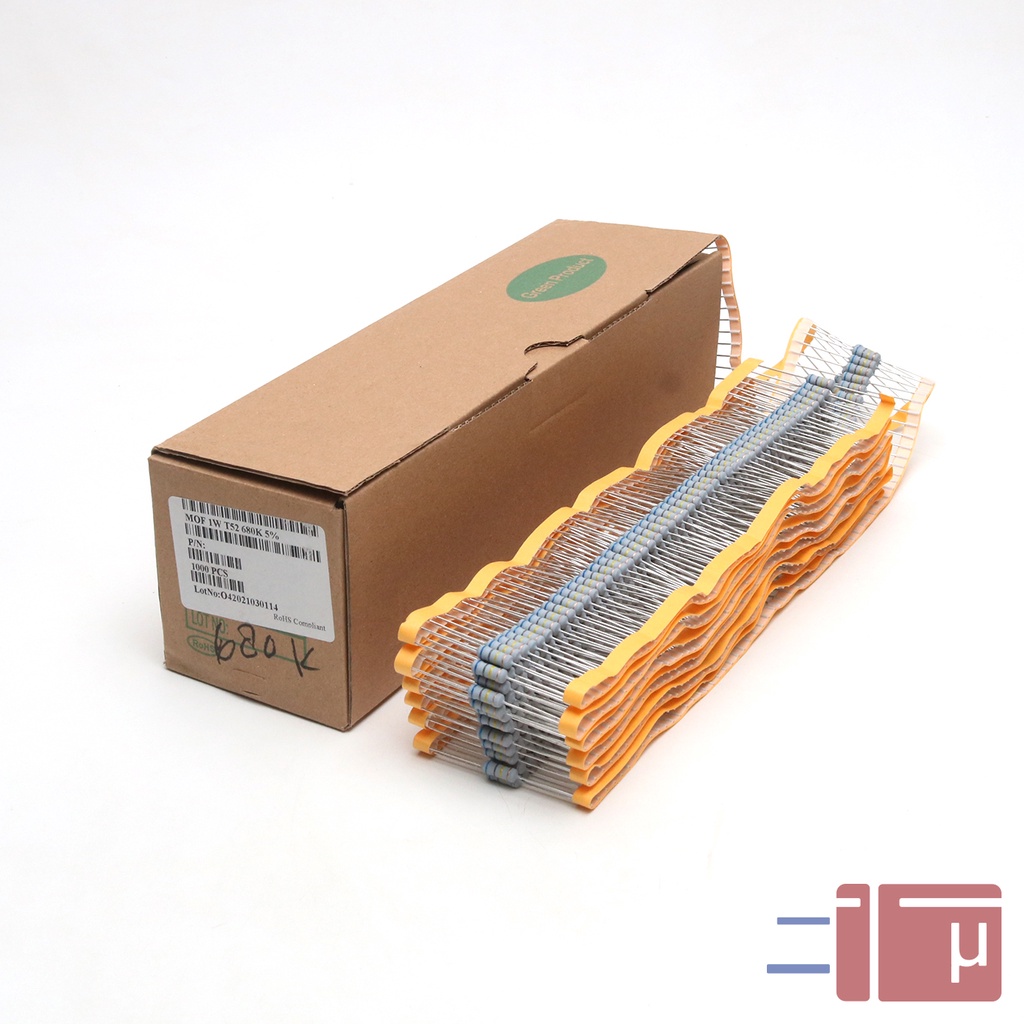 x10 Resistor 680K 1W Metal Oxide 5% Taiwan Kaki Tembaga