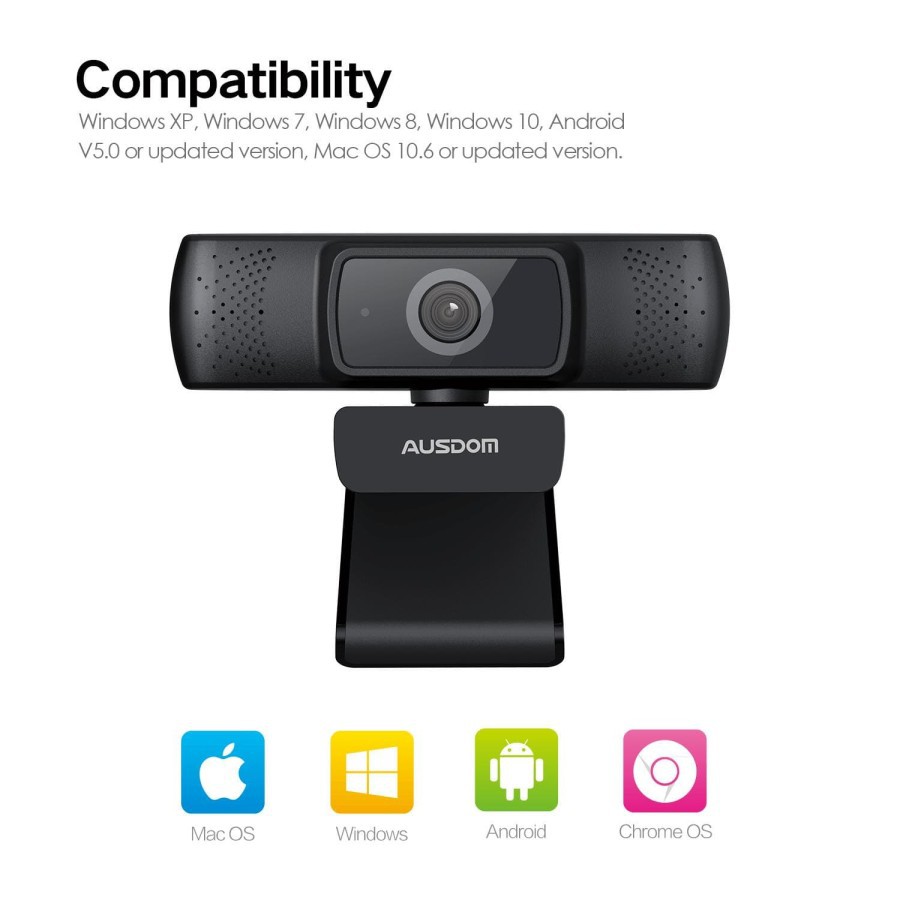 Webcam AUSDOM 1080P Auto Focus w/ Noise Cancelling Microphone - AF640