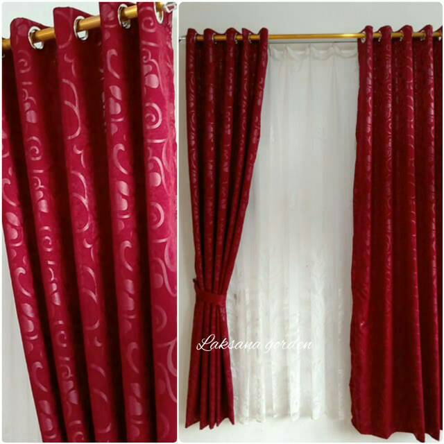 Gorden Jendela Pintu Blackout Lokal Merah Maroon Ukuran Lebar 120cm Tinggi 200cm Tirai Hordeng Shopee Indonesia