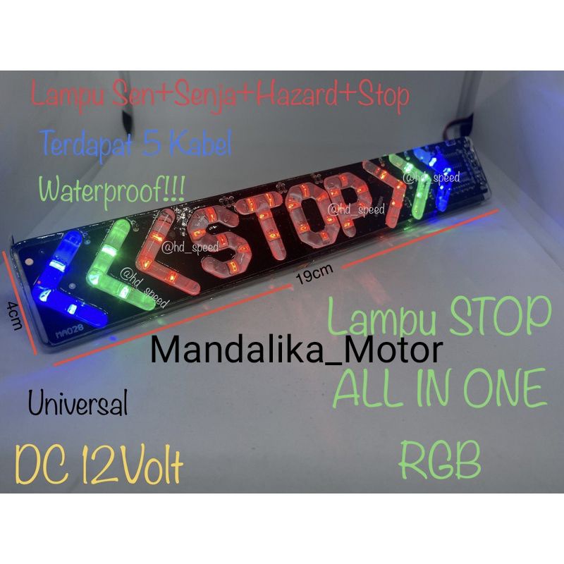 Lampu LED Stop Logo STOP LED Lampu Variasi Stop Sen Senja 1Set DC 12Volt Universal Waterproof