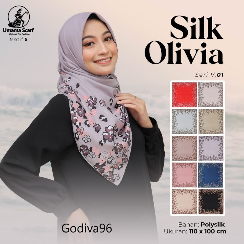 MURAH ! HIJAB UMAMA SILK OLIVIA JAHIT TEPI BAHAN POLY SILK PREMIUM JILBAB KERUDUNG SEGI EMPAT SQUARE