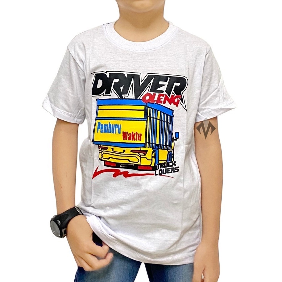(promo dulu)RGKIDS 1-8 TAHUN Baju DISTRO Kaos Anak laki laki cowok murah Motif Truck Oleng Putih RG 