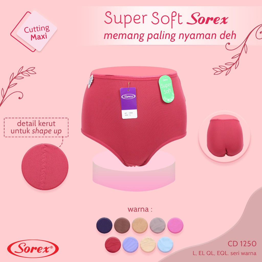 CD SOREX 1250 Maxi Wanita Dewasa | Celana Dalam Sorex Super Soft Perempuan Underwear Pakaian Dalam | Sguna Eceran Satuan