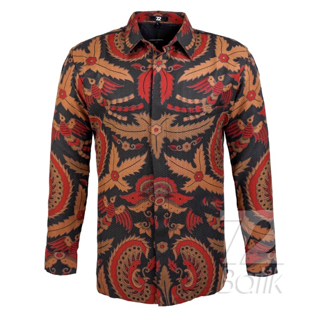 KEMEJA BATIK PRIA Dobby Lengan Panjang Premium Warna Merah Cream Hitam 721033 Cap 72 - Baju Kemeja Atasan Pakaian Setelan Batik Pria Cowok Laki Laki Remaja Keluarga Kantor Lengan Panjang Modern Slimfit Slim Fit Premium Kekinian