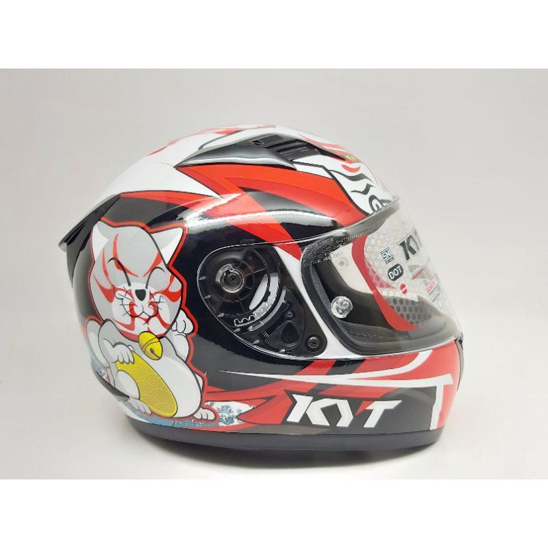 HELM KYT R10 KABUKI WHITE/RED PAKET GANTENG-Helm aja