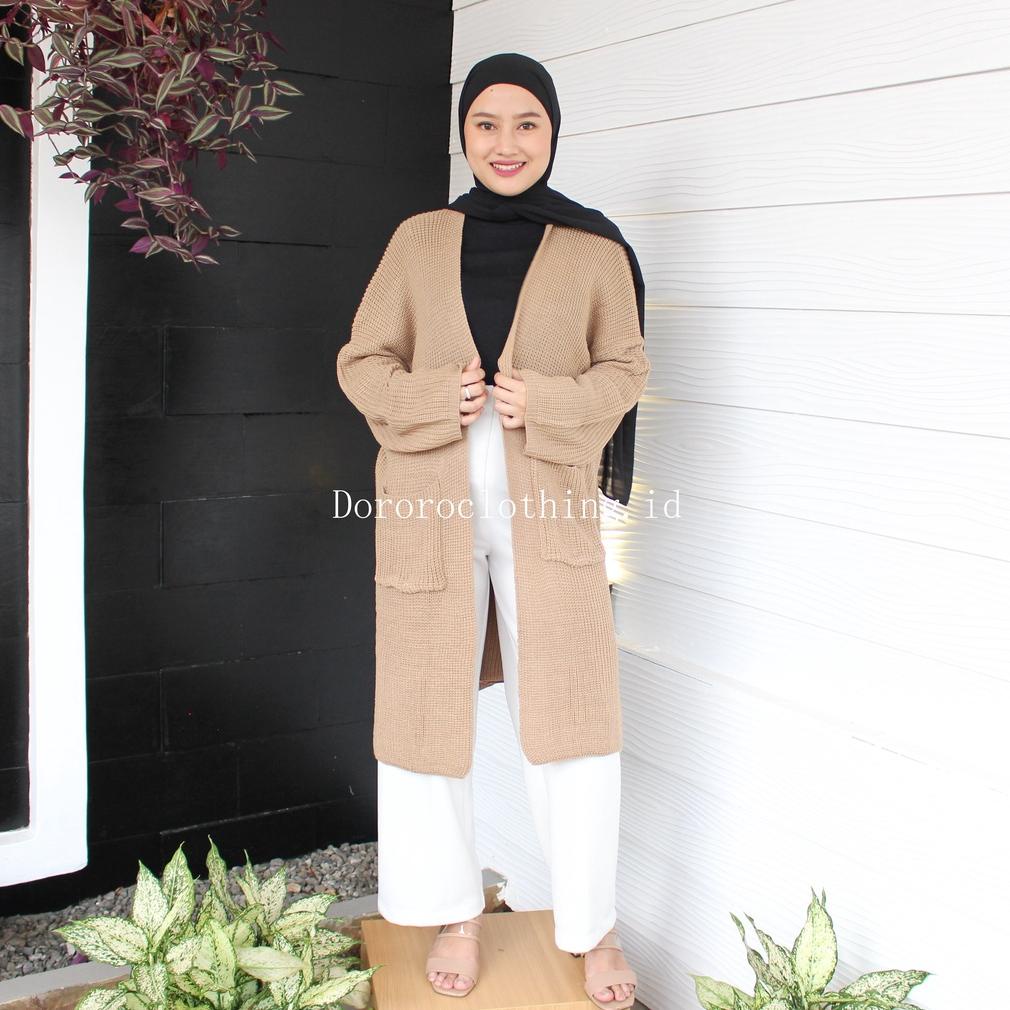 Long Kardigan Oversize Rajut Jumbo | Cardigan Tunik Jumbo Rajut Tebal